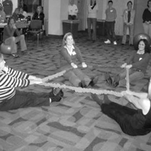Conference participants taking part in a group activity.